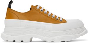 Alexander McQueen Tan Leather Tread Slick Low Sneakers (627225WHZP2)