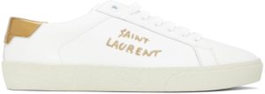Saint Laurent White & Gold Court Classic Sneakers (611275 00N80)