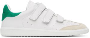 Isabel Marant White & Green Leather Beth Low Sneakers (21HBK0048-21H008N)