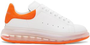 Alexander McQueen White & Orange Clear Sole Oversized Sneakers (604232WHXMA)