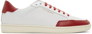 Saint Laurent White & Red Court Classic SL/10 Sneakers (603223 1JZ50)