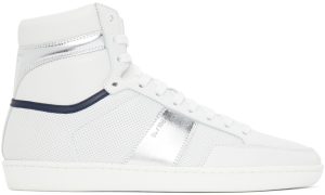 Saint Laurent White & Silver Court Classic SL/10H Sneakers (418026 04G80)