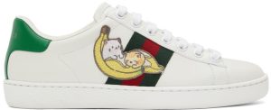 Gucci White Bananya Ace Sneakers (661663 0FI60)