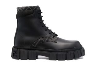 Fendi Monogram Pattern Lace Up Boots Black (FEN221FBS00101BCK)