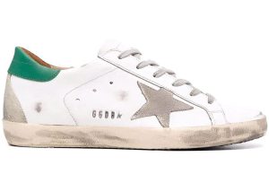 Golden Goose Super-Star White Green Grey Suede Patch (W) (GWF00102F00218010802)