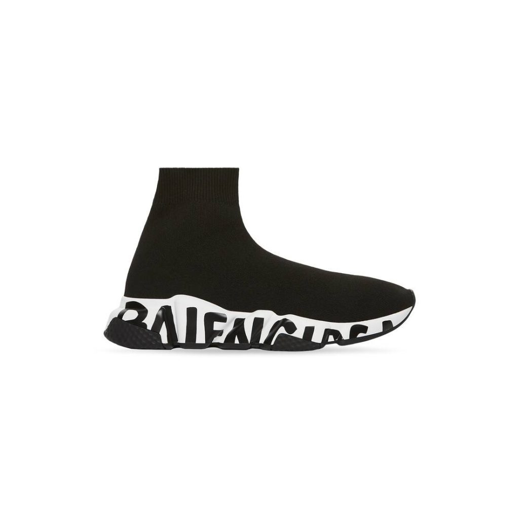 Balenciaga Speed Graffiti Trainers White Black Logo (W) (605942W05GE1015 / 605942W2DB71015) (2)