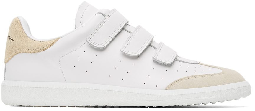 Isabel Marant White & Green Leather Beth Low Sneakers (21HBK0048-21H008N)