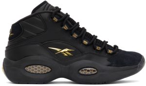 Reebok Classics Black & Gold Question Mid Lux Sneakers (H01308)