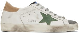 Golden Goose White & Gray Super-Star Double Quarter Low-Top Sneakers (GMF00103.F002538.81526)