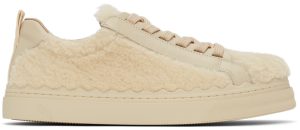 Chloé Beige Shearling Lauren Sneakers (CHC21W108V8)