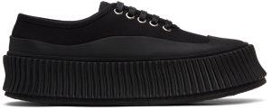Jil Sander Black Canvas Platform Sneakers (JS36072A_14042)