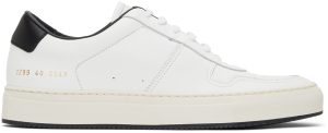 Common Projects White & Black BBall ’90 Low Sneakers (2299)