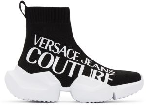 Versace Jeans Couture Black Fragmented Sole Logo Sneakers (EE0VWASU1E71930)