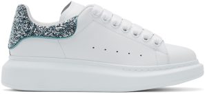 Alexander McQueen White & Blue Glitter Oversized Sneakers (558945WHNBK)