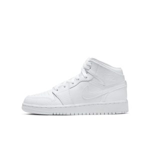 Air Jordan 1 Mid GS Triple White (554725-130)