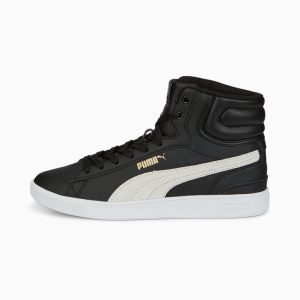Puma Vikky v3 halfhoge leren Goud/Zwart/Wit (387610-02)