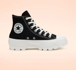 Converse Womens WMNS Chuck Taylor All Star High Lugged ‘Black’ Black/White/Black (565901C)