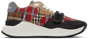 Burberry Red & Beige Ramsey Check Sneakers (8048632)