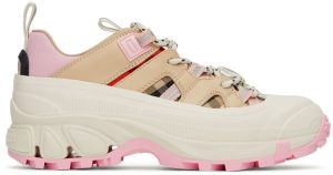 Burberry Pink & Off-White Check Arthur Sneakers (8050686)