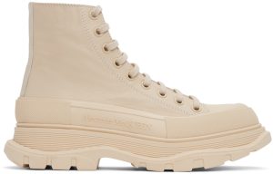 Alexander McQueen Beige Tread Slick High Sneakers (627206WIAG65593)