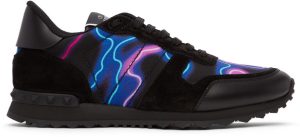 Valentino Garavani Black Neon Camo Rockrunner Sneakers (XY2S0723KHJ)