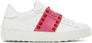 Valentino Garavani White & Pink Untitled Open Sneakers (XW2S0A01DNU)
