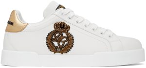 Dolce & Gabbana White Logo Patch Portofino Sneakers (CS1761 AH136)
