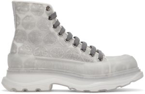 Alexander McQueen Grey Print Tread Slick High Sneakers (662675W4QR1)