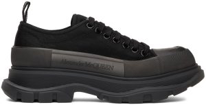 Alexander McQueen Black Mesh Tread Slick Low Sneakers (662672W4Q31)