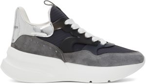 Alexander McQueen SSENSE Exclusive Grey & Navy Rib Suede Sneakers (604281WHBGP)