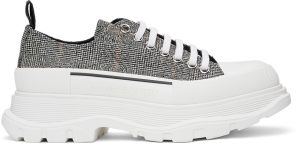 Alexander McQueen Black & White Wool Tread Slick Sneakers (652757W4PE1)