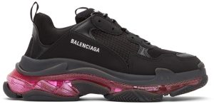 Balenciaga Black & Pink Triple S Sneakers (544351-W2FR1)