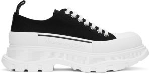 Alexander McQueen Black & White Tread Slick Lace-Up Sneakers (604257W4L32)