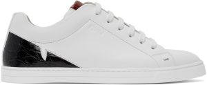 Fendi White Croc Bag Bugs Mono Eye Sneakers (7E1290 A1GN)