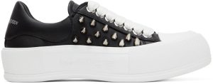 Alexander McQueen Black & White Deck Plimsoll Sneakers (708083WHT9K)