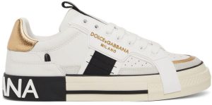 Dolce & Gabbana White & Black Contrasting 2.Zero Sneakers (CS1863 AO222)