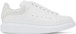 Alexander McQueen White & Navy Glitter Oversized Sneakers (558945WIB9T)