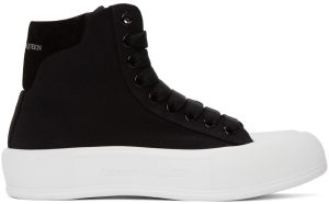 Alexander McQueen Black Deck Plimsoll High Top Sneakers (667816W4MV7)