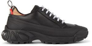 Burberry Kids Black Leather Vintage Check Sneakers (8043652)