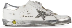 Golden Goose Kids White & Silver Glitter Old School Velcro Sneakers (GYF00111.F001982.80185)