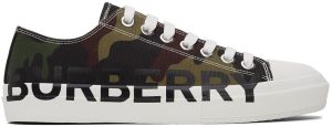 Burberry Green Camo Logo Print Sneakers (8041895)