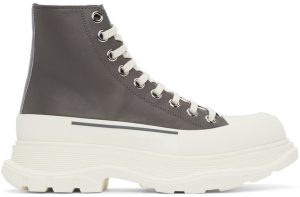 Alexander McQueen Grey Leather Tread Slick High Sneakers (627206WIAG6)