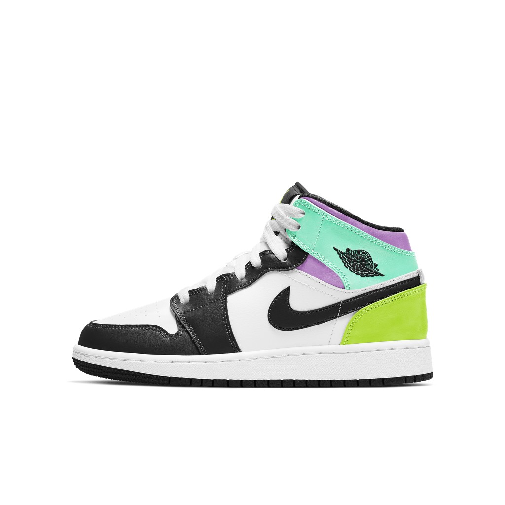 Air Jordan 1 Mid Pastel Black Toe (GS) (2021) (554725175) 554725175