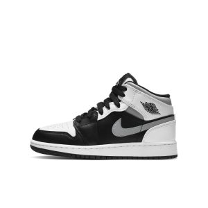 Air Jordan 1 Mid GS ‘White Shadow’ Black/White/Light Smoke Grey (554725-073)