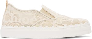 Chloé Beige Lace Lauren Slip-On Sneakers (CHC21U421D2)