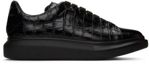 Alexander McQueen Black Croc Oversized Sneakers (553680WIAY0)