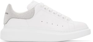 Alexander McQueen SSENSE Exclusive White & Silver Glitter Oversized Sneakers (553680WHVIV)
