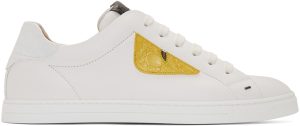 Fendi White Leather Bag Bugs Sneakers (7E1108 A1GN)