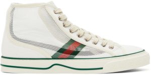 Gucci White Mesh ‘Gucci Tennis 1977’ High-Top Sneakers (663258 2WB10)