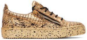 Giuseppe Zanotti Gold & Black Croc Frankie Sneakers (RM20018-91405)